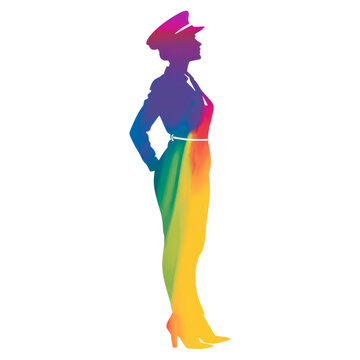 colorful silhouette officer in uniform clip art preview