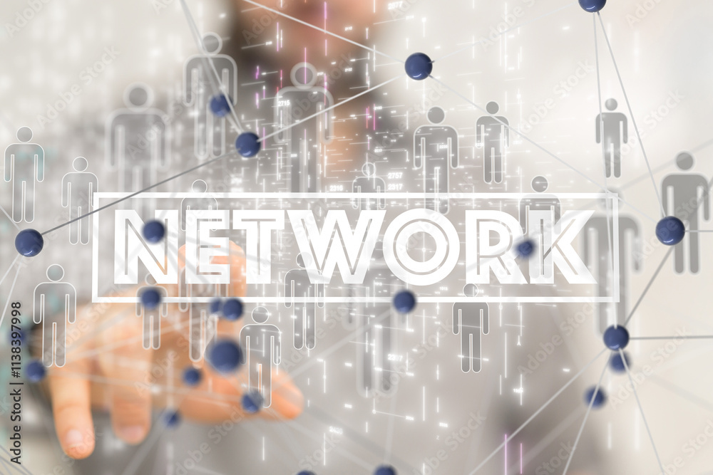 Poster conference digital network and data concept 3d
