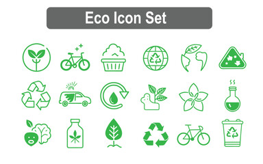 Eco-Friendly Icon Set - Green and Sustainable Symbols