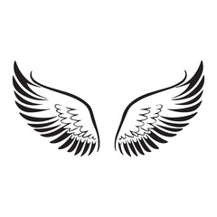 Obraz premium Minimalist Wings Silhouette Black Wings Illustration 