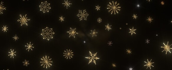 Winter Snow Symphony: Captivating 3D Illustration of Descending Snowflakes for Christmas