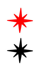 Christmas Star Red Black Flat Hand Drawn Icon Decorations