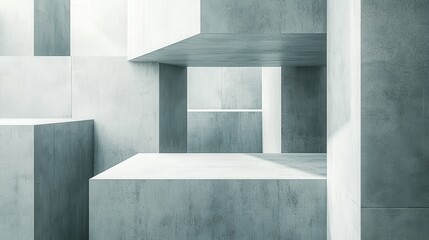 Fototapeta premium Abstract geometric pattern design in shades of gray minimalist architecture digital art studio viewpoint