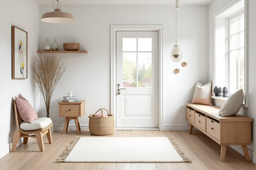 Minimalist Scandinavian Entryway in Natural Light with Organic Elements