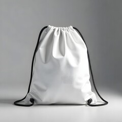  Realistic drawstring bags with rope or nylon cord, modeled as a gym or sport sack template in a fabric mockup style