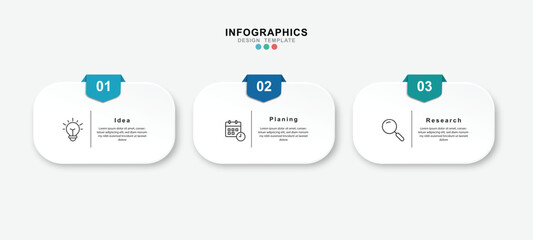 Infographic 3 Step timeline journey, calendar Flat simple infographics design template