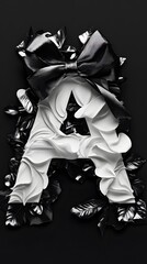 25. A-Z decorated with festive ribbons and wrapping, black and white background