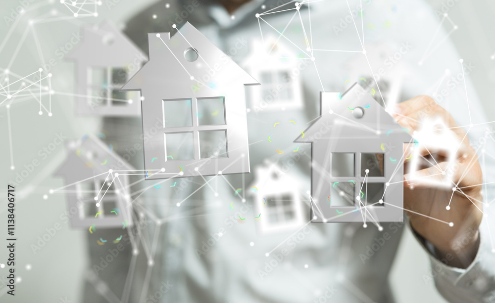 Poster house. data Big data visualization background.Abstract technology