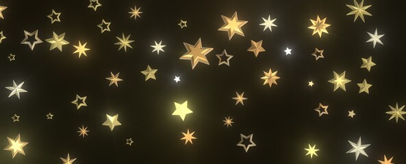 Falling Holiday Astral Radiance: Magnificent 3D Illustration of Descending Stellar Illumination for Christmas