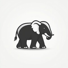 Fototapeta premium Simple black and white illustration of an elephant.