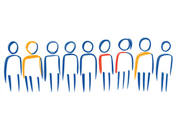 A group of people are standing in a line