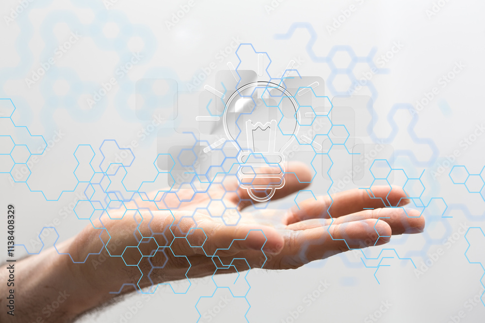 Poster Neural network 3D illustration. Big data and cybersecurity - connection