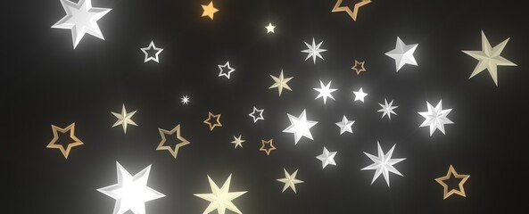 XMAS Stars - Holiday golden decoration, glitter frame isolated -
