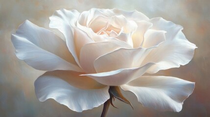 Obraz premium A Delicate White Rose Painting Softly Illuminated