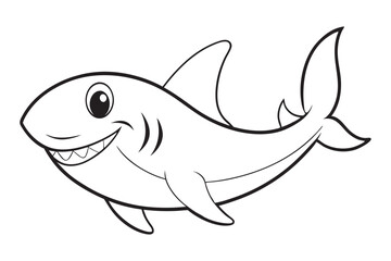 Cartoon shark line art vector design.eps