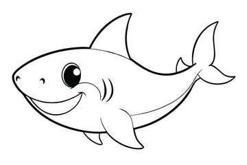 Cartoon shark line art vector design1.eps