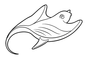 Cartoon stingray line art vector design