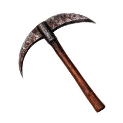 Old mining pickaxe for resource extraction. transparent background
