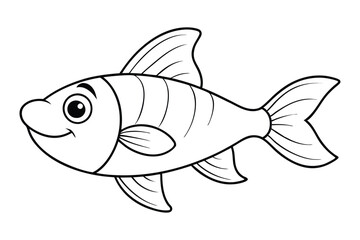 Cartoon tiny guppy line art vector design.eps