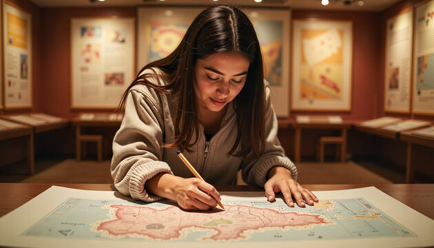 Discovering the world through maps at an interactive exhibit in the heart of the city