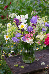 Bouquet of garden flowers outdoor