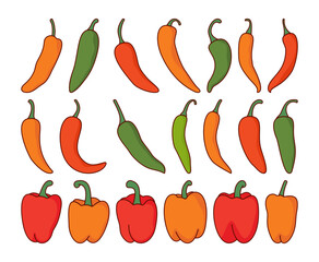 Chili Peppers Icon Illustration Collection