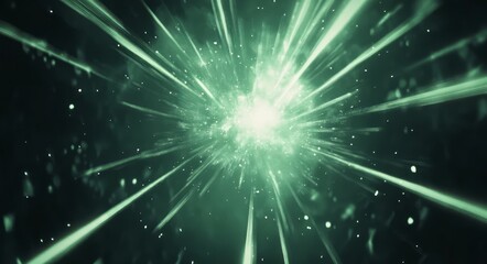 Naklejka premium Green Light Rays Exploding From Central Point