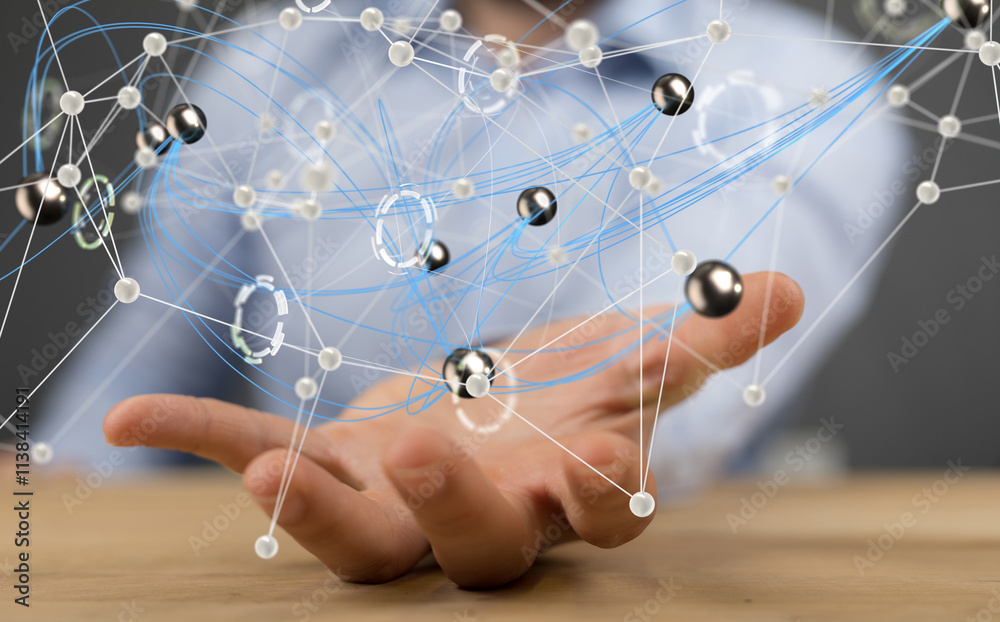 Poster conference digital network and data concept 3d