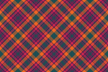 Serene fabric texture tartan, crease seamless background pattern. Messy vector plaid check textile in dark and red colors.