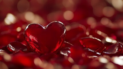 Red Heart Shaped Candy in a Pile of Similar Candies