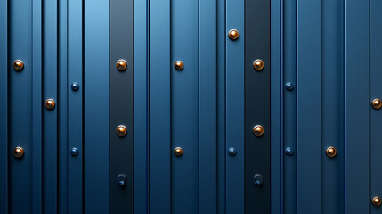 Fototapeta premium Abstract geometric metal panels with rivets create a modern industrial texture in blue tones.
