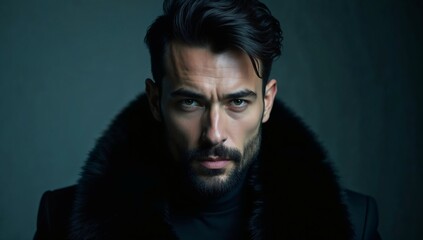 Fototapeta premium Intense Gaze: Portrait of a Confident Man 