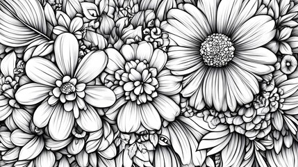 19. A detailed illustration of a floral mandala, intricately designed in black and white