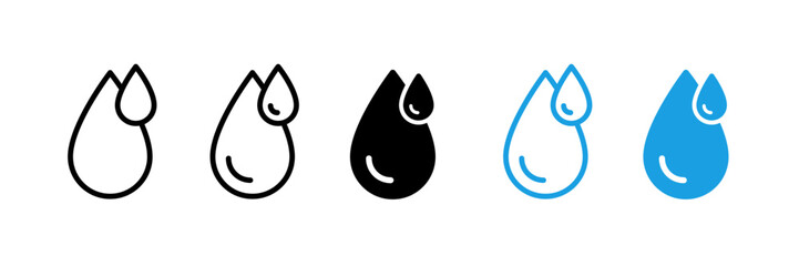 Water drop icon set. Raindrop silhouette collection. Vector icons