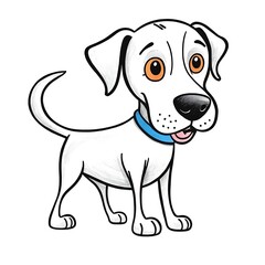 Fototapeta premium In watercolor and pencil crayons, roughly drawn children's book illustrations in a cartoon style, featuring a curious dog.