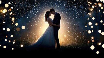 Romantic Wedding Silhouettes Under Starlit Skies