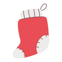 Festive Christmas Stocking with Red and White Colors and Patchwork Design