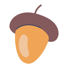 Single Acorn Against White Background Capturing Essence of Nature's Autumn Offering