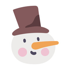 Cheerful Snowman with Carrot Nose and Hat in Snowy Wintertime Scene