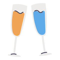 Clinking Glasses: Celebrating with Vibrant Blue and Gold Beverages in Style