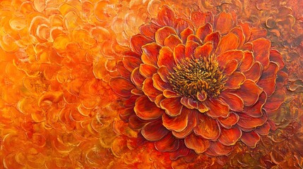 25. A dramatic close-up of a marigold, emphasizing texture and form on a bright background