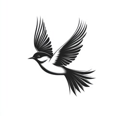 Obraz premium Black and white illustration of a bird in flight. (1)
