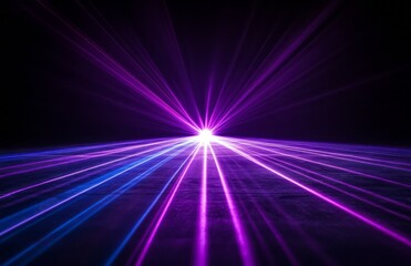 Abstract Purple and Blue Laser Light Show on Dark Surface