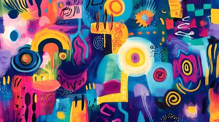 Obraz premium Vibrant Abstract Painting Featuring Bold Colors And Shapes