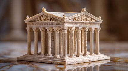 Obraz premium Detailed miniature replica of an ancient Greek temple.