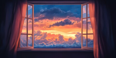 window in the sunset