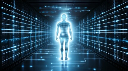 Digital Human in Data Center Corridor