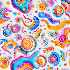 Vibrant Abstract 3D Layers and Shapes - Seamless Pattern