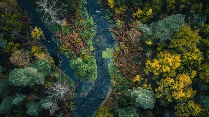 aerial view to nature landscape