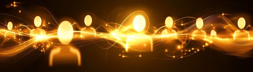 Golden Abstract Network  Connection  Teamwork  Global Communication